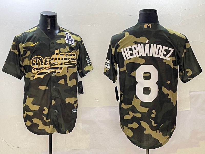 Men Los Angeles Dodgers #8 Hernandez Camo Joint Name 2025 Nike MLB Jersey style 7->los angeles dodgers->MLB Jersey